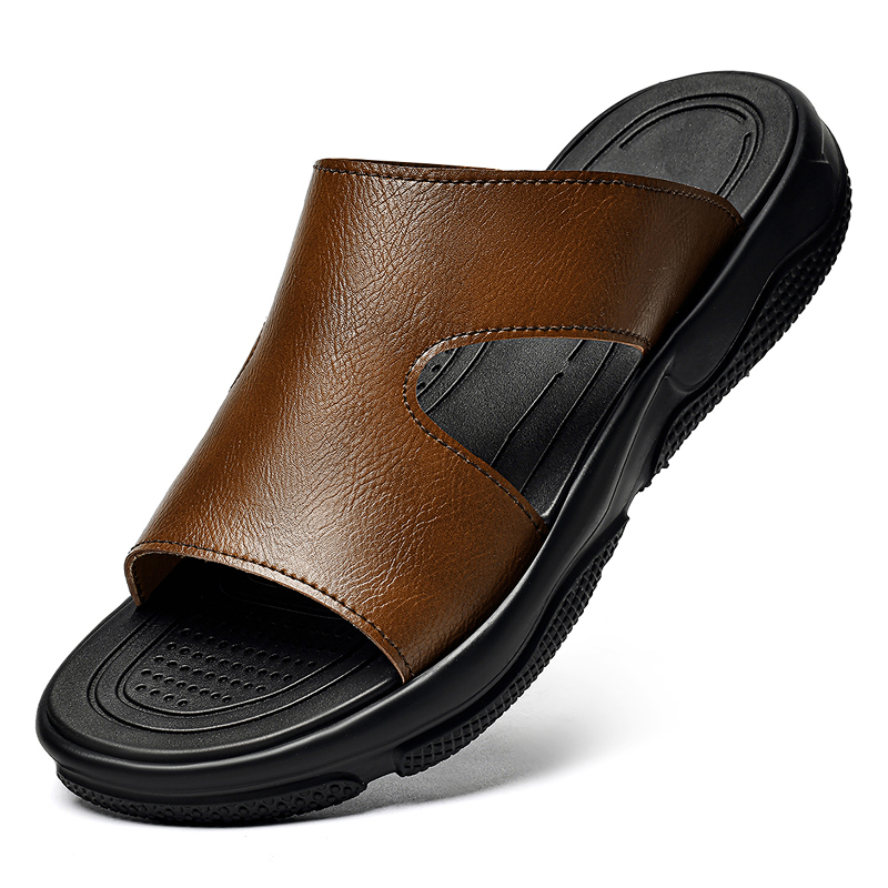 Men'S Shoes Hey Dude - صنادل جلدية للرجال بنعل سميك مضاد